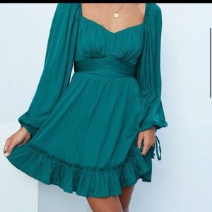 Forest Green Tie Back Dress